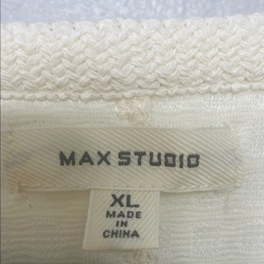 Max Studio Textured Cream Short Sleeve Top XL - Picture 3 of 8